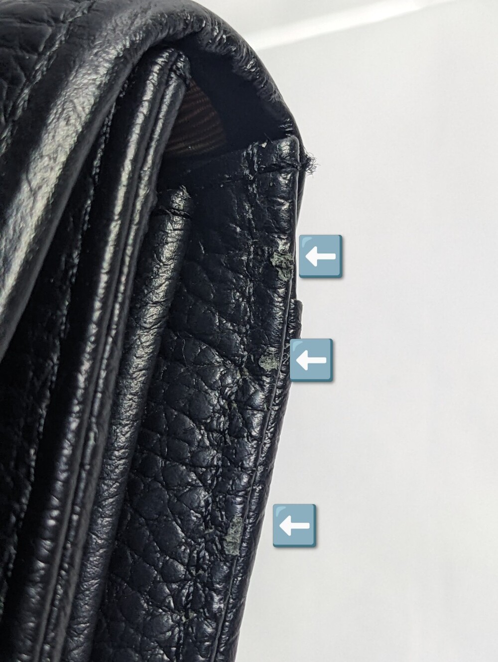 Ora Delphine Fold-over Wallet, Black Pebbled Leather W/ Gold-tone Turnlock - Picture 15 of 15
